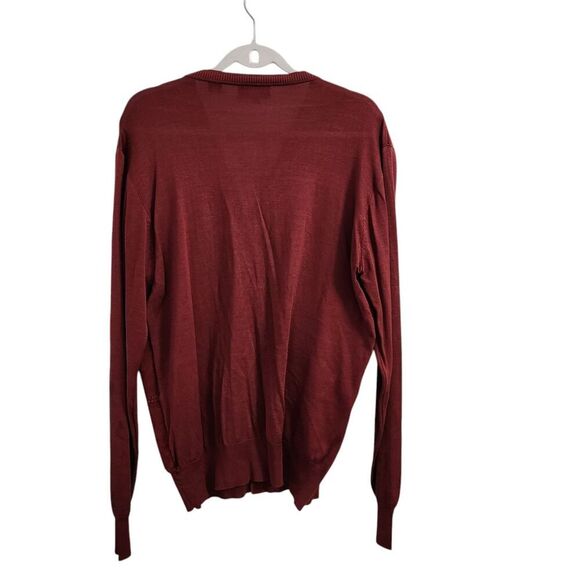 Givenchy For Chesa Cardigan Mens Large Red Silk Sweater Button Up V-Neck Vintage - Picture 7 of 9